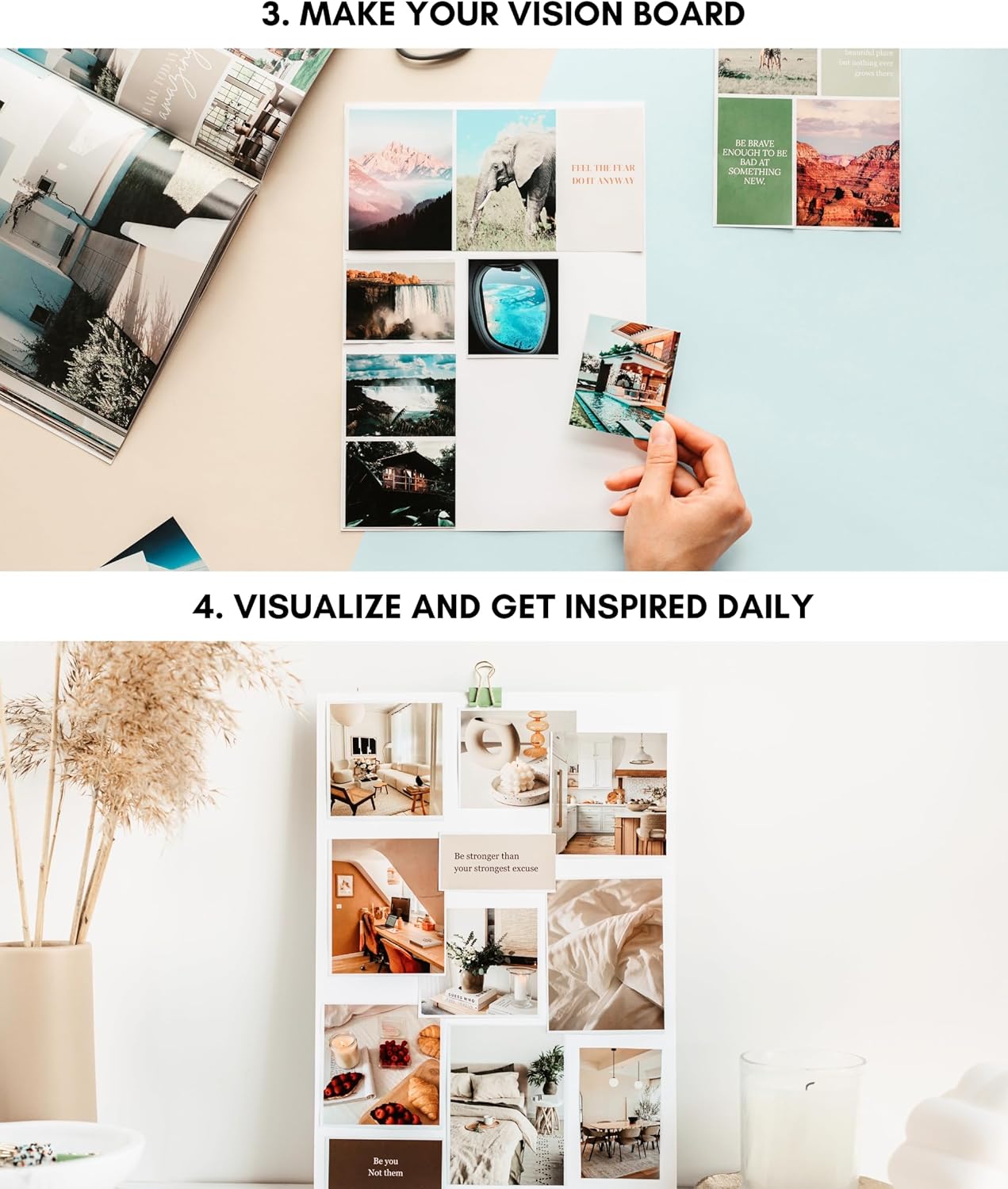 Lamare Vision Board Book - 1000  Aesthetic Vision Board Images & Motivational Quotes, Vision Board Supplies, Vision Board Kit, Collage Book for Manifestation, Self Care & Goal Setting